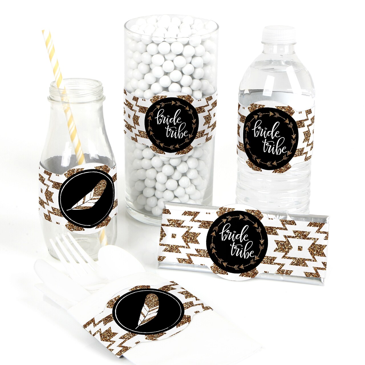 Big Dot of Happiness "Bride Tribe" - DIY Party Supplies - Bridal Shower or Bachelorette Party DIY Wrapper Favors & Decorations - Set of 15